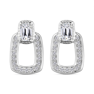 White Cubic Zirconia  Solitaire Stud Push Post Earring  Sterling Silver   1.118  Ct.