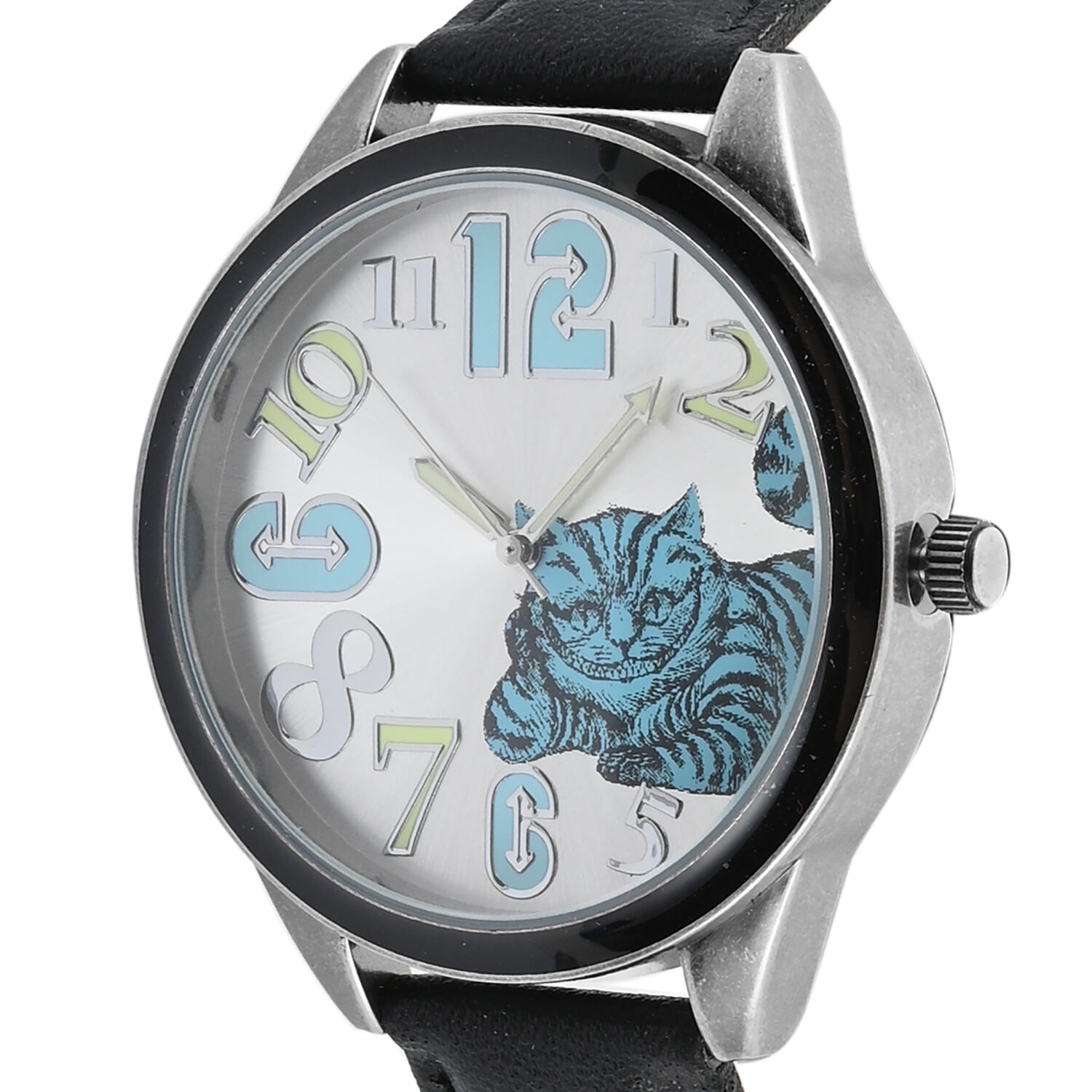 Disney Alice In Wonderland Cheshire Cat Quartz Movement Watch (42mm) With Black Strap