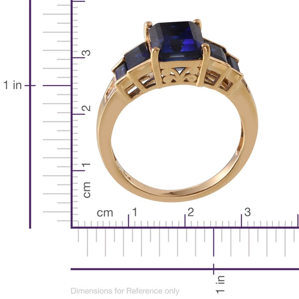 ELANZA AAA Simulated Blue Sapphire (Oct), White Topaz Ring in 14K Gold Overlay Sterling Silver
