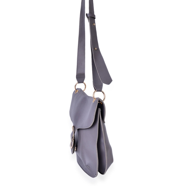 Grey Colour Crossbody Bag with Adjustable Shoulder Strap (Size 29X25 Cm)