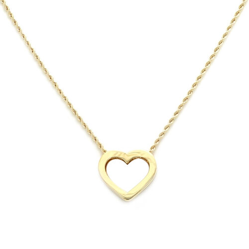Italian Made - 9K Yellow Gold Heart Pendant Necklace (Size 18 ...