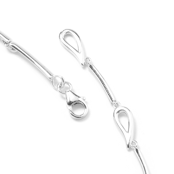 LucyQ Freshwater White Pearl (Pear) Drip Necklace (Size 16 and 4 inch Extender) in Rhodium Overlay Sterling Silver, Silver wt 36.00 Gms.