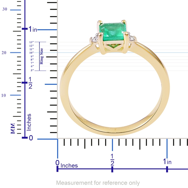 0.56 Ct AA Boyaca Colombian Emerald and Diamond Ring in 9K Gold