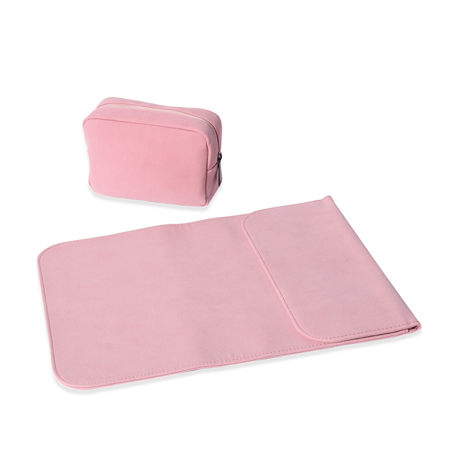 Set of 2 Suede Finish Multipurpose Document, Laptop, Tablet Sleeve with Extra Padded Bag - Pink