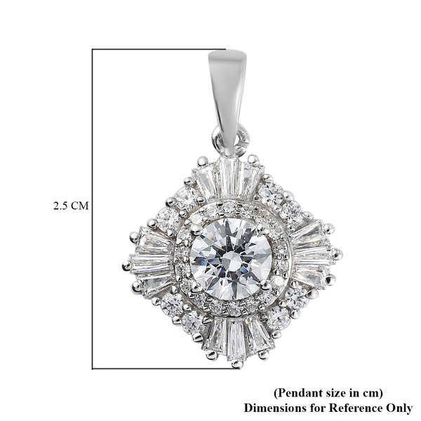 Lustro Stella Platinum Overlay Sterling Silver Pendant Made with Finest CZ 3.97 Ct