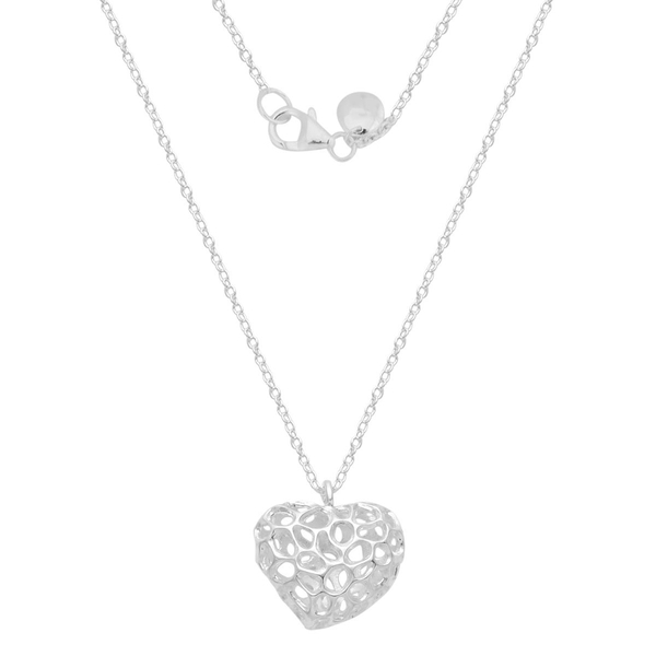 RACHEL GALLEY Sterling Silver Amore Heart Lattice Necklace (Size 20 ...