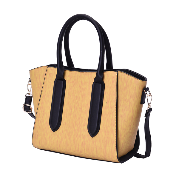 Yellow Stylish Tote Bag with Zipper Closure and Adjustable Shoulder Strap (Size 27x14x24cm)