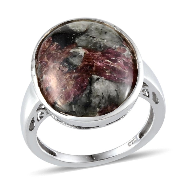 Natural  Eudialyte (Ovl) Solitaire Ring in Platinum Overlay Sterling Silver 8.250 Ct.