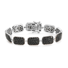 Red Carpet Collection - Black Spinel Bracelet (Size - 7) with Box Clasp in Platinum Overlay Sterling