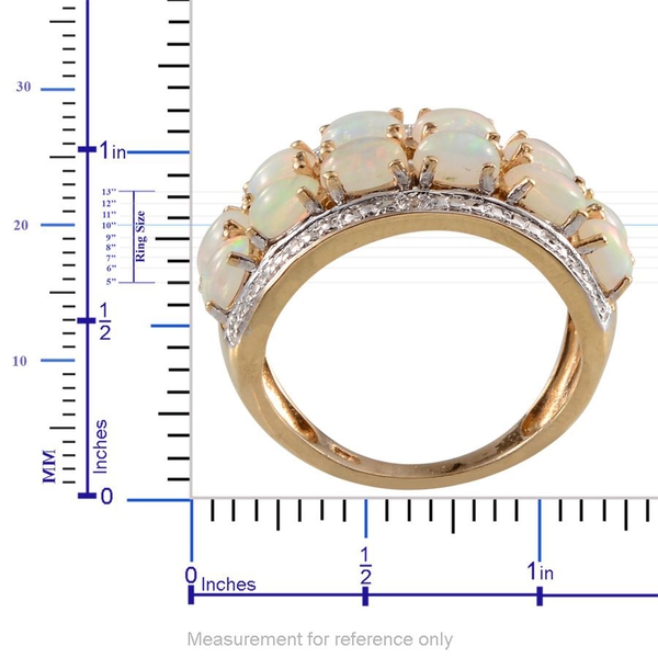Ethiopian Welo Opal (Ovl 1.75 Ct), Diamond Half Eternity Ring in Yellow Gold Overlay Sterling Silver 1.760 Ct.