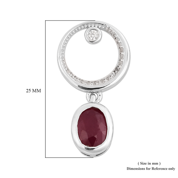 African Ruby (FF) and Natural Cambodian Zircon Earrings (with Push Back) in Rhodium Overlay Sterling Silver 3.96 Ct.