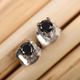 Black Diamond Stud Earrings (with Push Back) in Sterling Silver