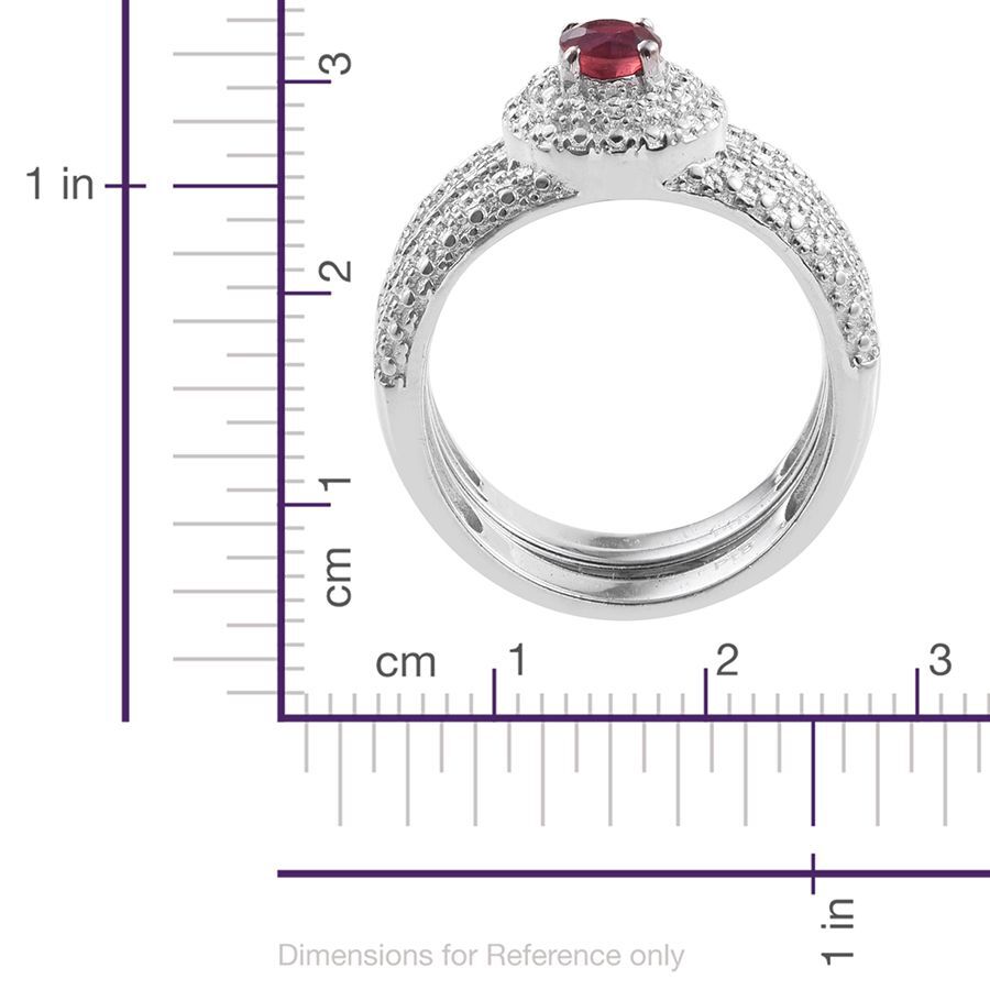 Ruby (Rnd) 2 Ring Set in ION Plated Platinum Bond 0.750 Ct.