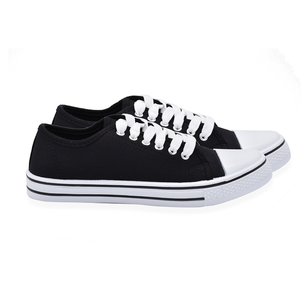 Black Star Canvas Lace Up Trainers (Size 3)