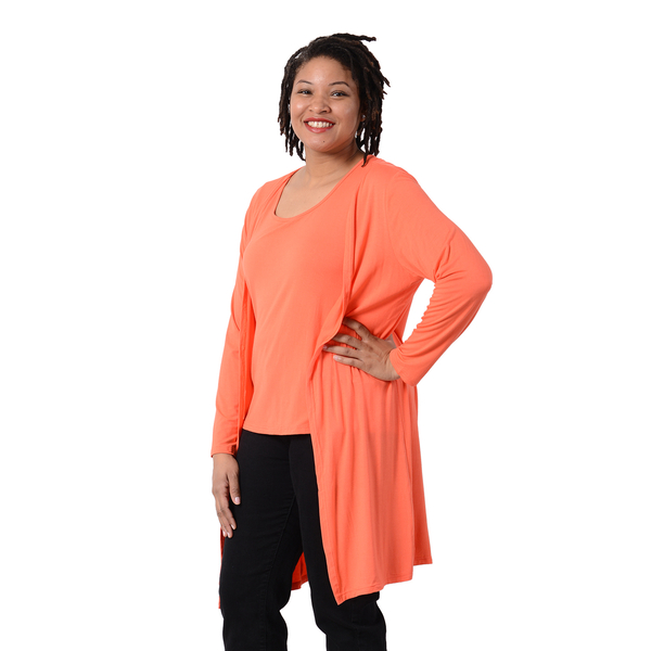 2 Piece Set - Matching Cardigan and Tank Top in Solid Orange