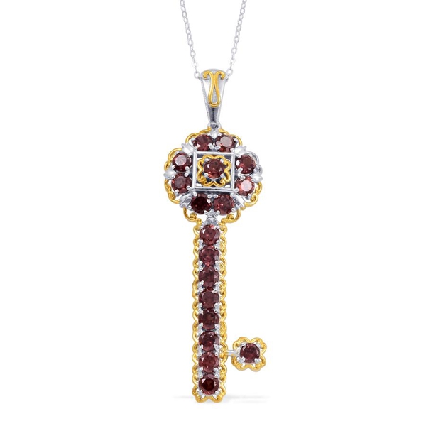 Designer Collection Umba River Zircon (Rnd) Key Pendant With Chain in 14K YG and Platinum Overlay St