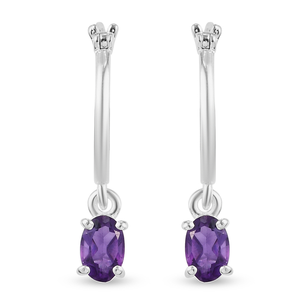 Amethyst Dangling Earrings (with Clasp) in Sterling Silver