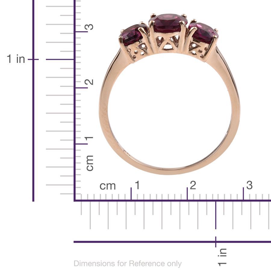 9K Y Gold Rare Mozambique Grape Colour Garnet Trilogy Ring 3.50 Ct.