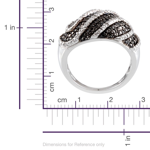 Black Diamond (Rnd), Diamond Ring in Platinum Overlay Sterling Silver 0.330 Ct.