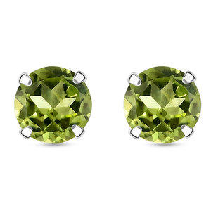 Hebei Peridot Stud Earrings (With Push Back) in Sterling Silver 1.70 Ct.