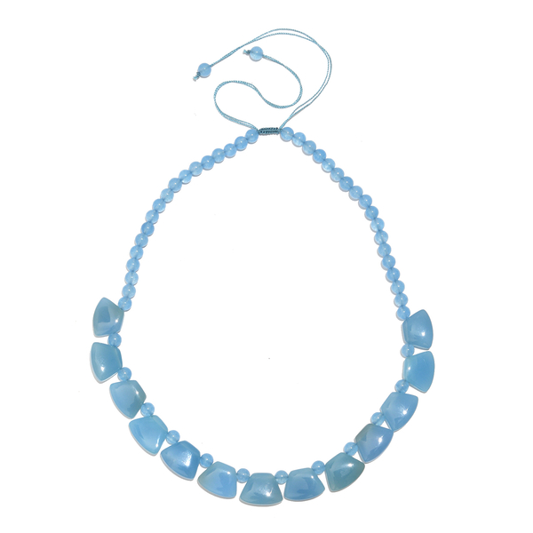 Agate Adjustable Necklace (Size 18 to 28) - Teal Blue