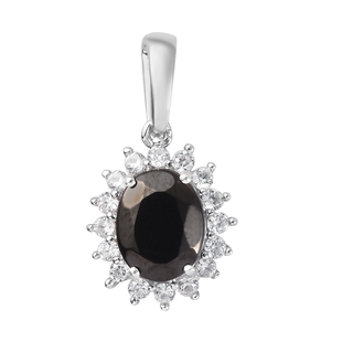Elite Shungite and Natural Cambodian Zircon Pendant in Platinum Overlay Sterling Silver 1.51 Ct.