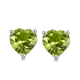 Hebei Peridot Heart Stud Earrings (with Push Back) in Platinum Overlay Sterling Silver 1.71 Ct.