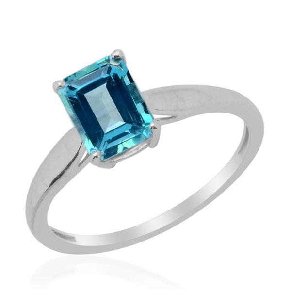 Signity Paraiba Topaz (Oct) Solitaire Ring in Platinum Overlay Sterling Silver  1.900 Ct.