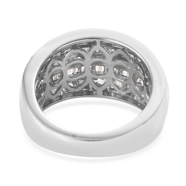 Diamond (Rnd and Bgt) Ring in Platinum Overlay Sterling Silver   1.500 Ct, Silver wt 5.82 Gms