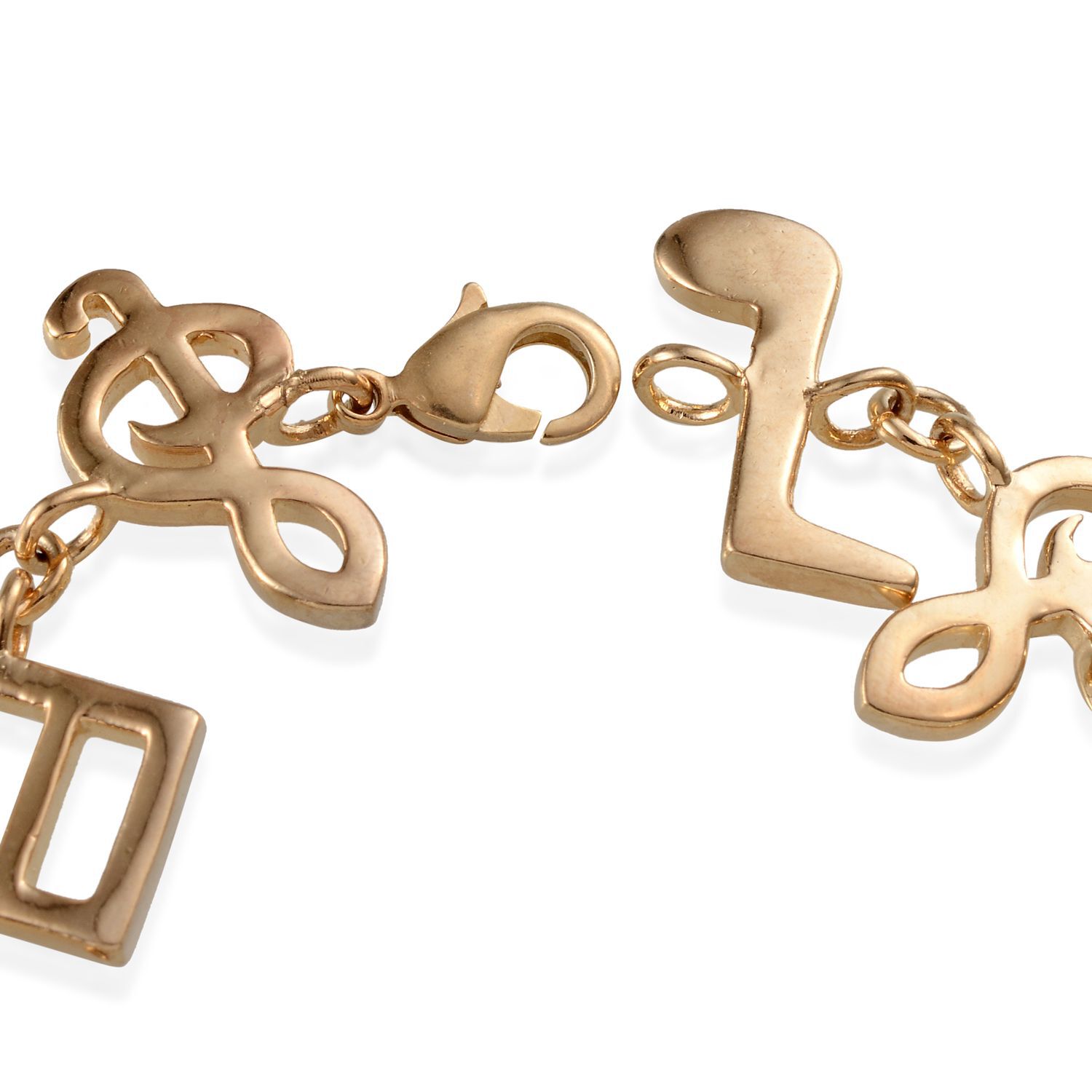 Music Notes Bracelet in ION Plated 18K Yellow Gold Bond (Size 7.5)