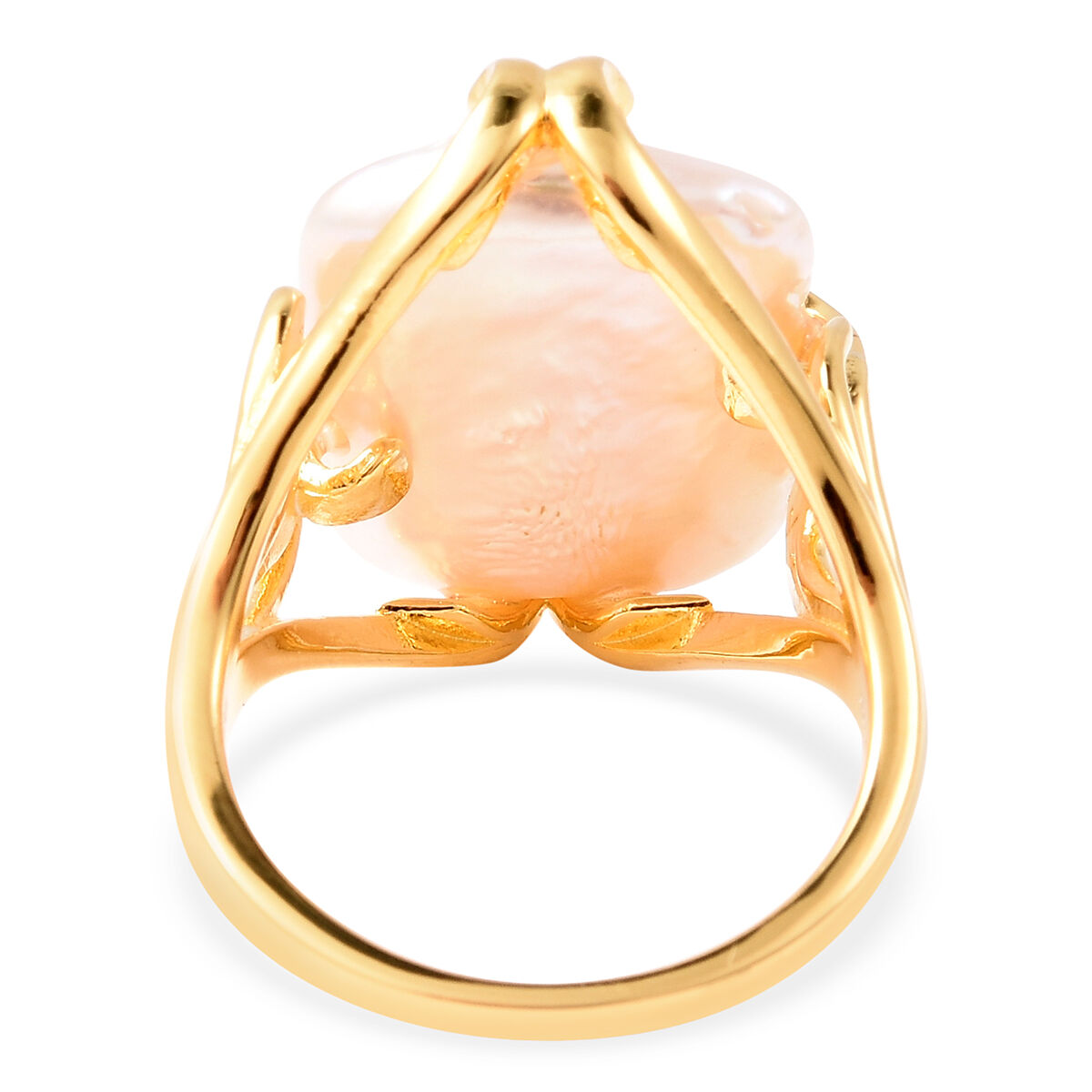 Purple Baroque Pearl Ring in Yellow Gold Overlay Sterling Silver, Silver wt 5.18 Gms