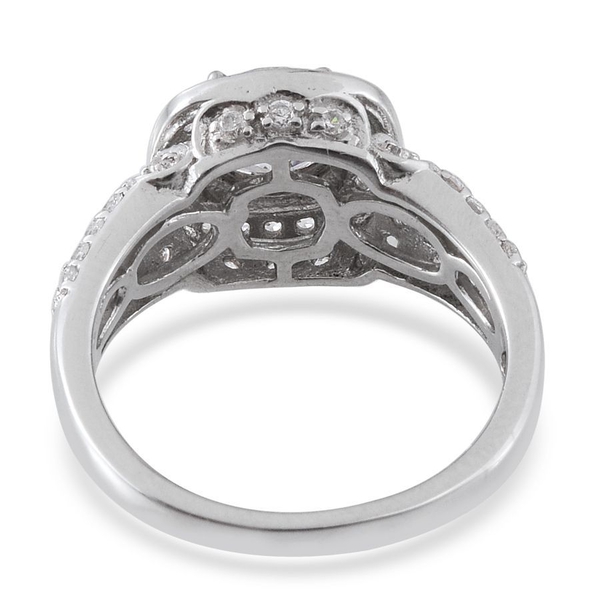 AAA Simulated Diamond (Rnd) Ring in Platinum Overlay Sterling Silver