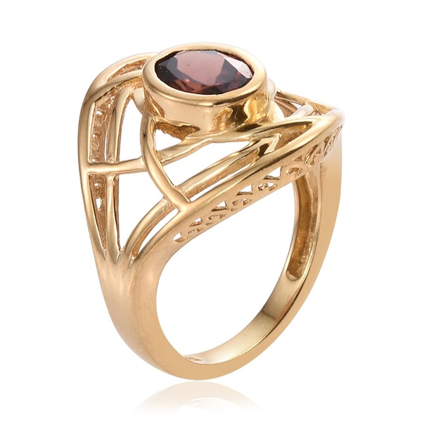 AA Mocha Zircon (Ovl) Solitaire Ring in 14K Gold Overlay Sterling Silver 2.000 Ct.