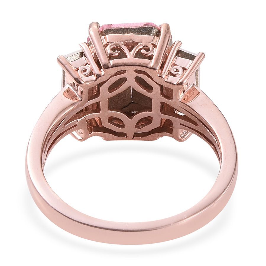 - Light Rose Crystal (Oct), White Crystal Ring in ION Plated Rose Gold Bond