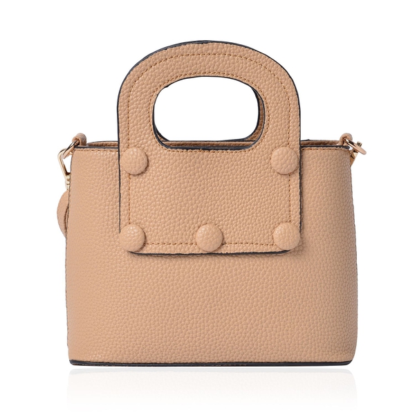 Beige Colour Tote Bag with Adjustable and Removable Shoulder Strap (Size 20.5x15x9 Cm)