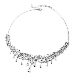 LucyQ Drip Collection - Rhodium Overlay Sterling Silver Necklace (Size 16 with 2 inch Extender), Sil