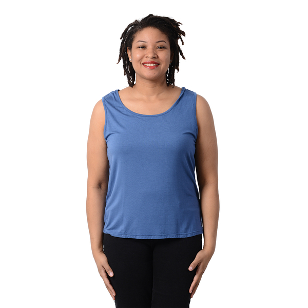 2 Piece Set - Matching Cardigan and Tank Top in Solid Blue