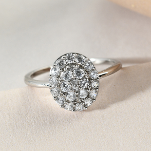 Lustro Stella Platinum Overlay Sterling Silver Ring Made with Finest CZ 1.14 Ct.