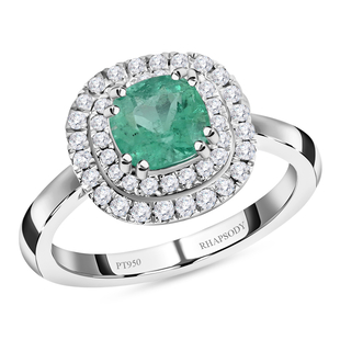 Rhapsody 950 Platinum  AGI Certified AAAA Colombian Emerald and Diamond(VS/E-F) Ring 1.30 ct,  Plati