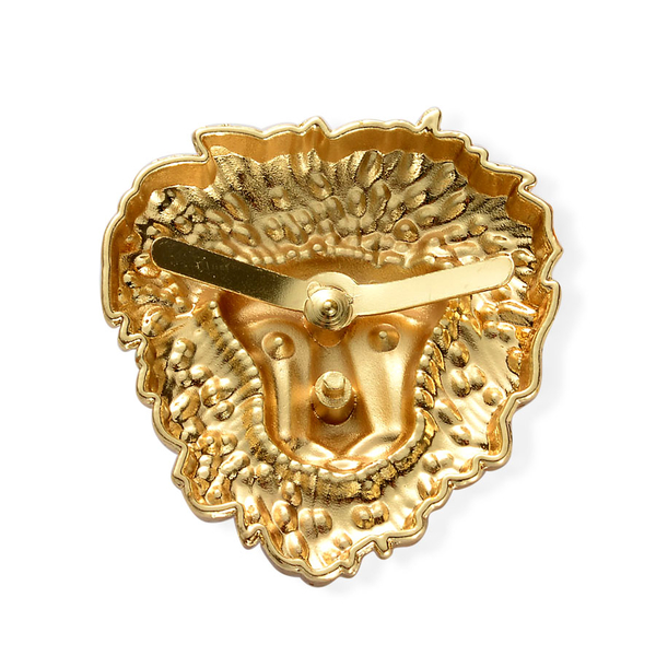 WebExclusive - White Austrian Crystal Lion Head Enamelled Brooch in Goldtone