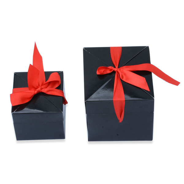 Set of 10 - Black Paper Gift Box with Red Ribbon (Small 3x3 and Large 4x4),