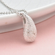 LUCYQ Texture Drop Collection - Hammered Texture Rhodium Overlay Sterling Silver Pendant with Chain (Size 16/18/20)
