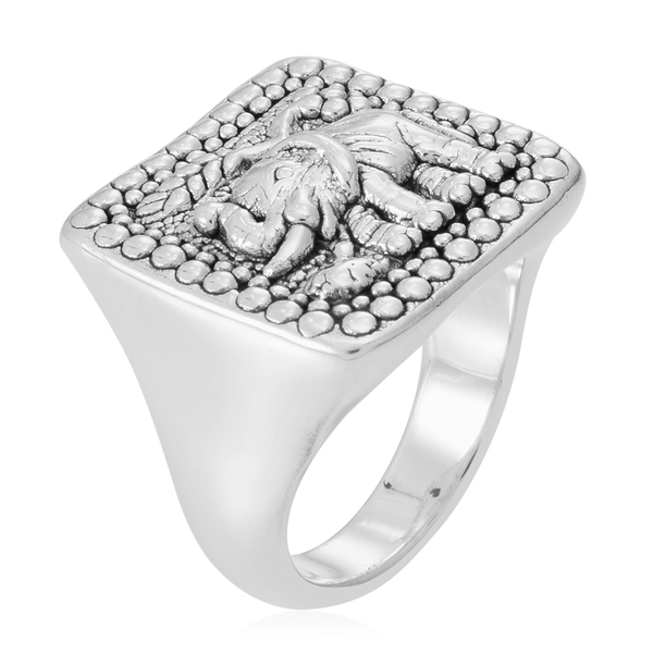 Thai Sterling Silver Elephant Ring, Silver wt 5.41 Gms.