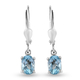 Sky Blue Topaz Lever Back Earrings in Platinum Overlay Sterling Silver 2.03 Ct.