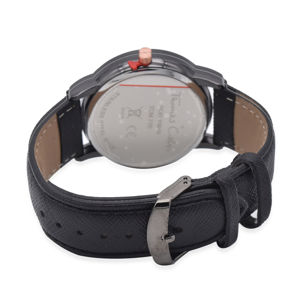 Thomas Calvi Black Faux Multi Dial Watch in Black Tone with Black Strap