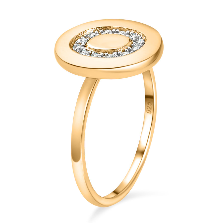 White Diamond Initial-O Ring in 18K Gold Vermeil plate Sterling Silver. White Diamond Initial-O Ring in 18K Gold Vermeil plate Sterling Silver.