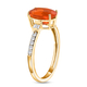 9K Yellow Gold Crimson Fire Opal and Diamond Ring 1.43 Ct.
