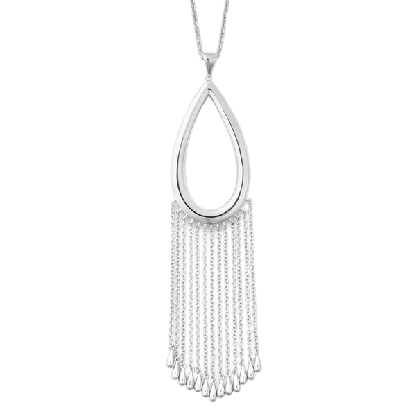 Lucy Q Rain Pendant with Chain in Rhodium Plated Silver
