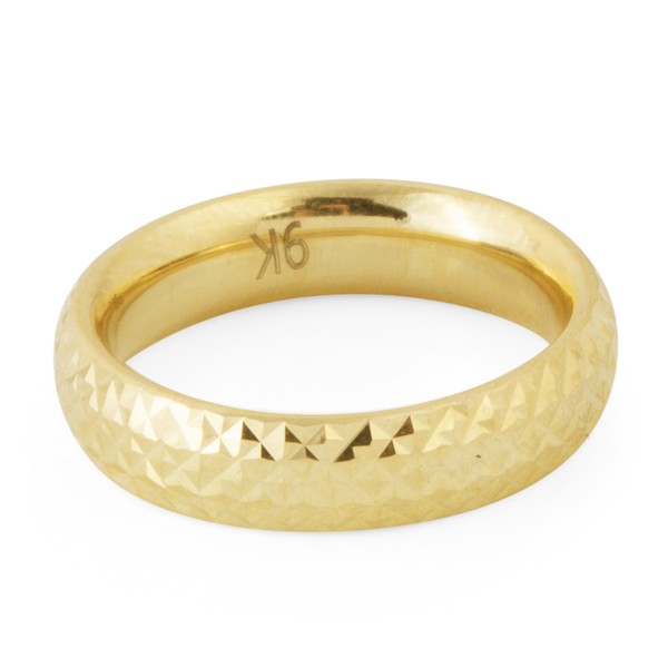Designer Inspired- 9K Yellow Gold Diamond Cut Band Ring, Gold wt 1.72 Gms.