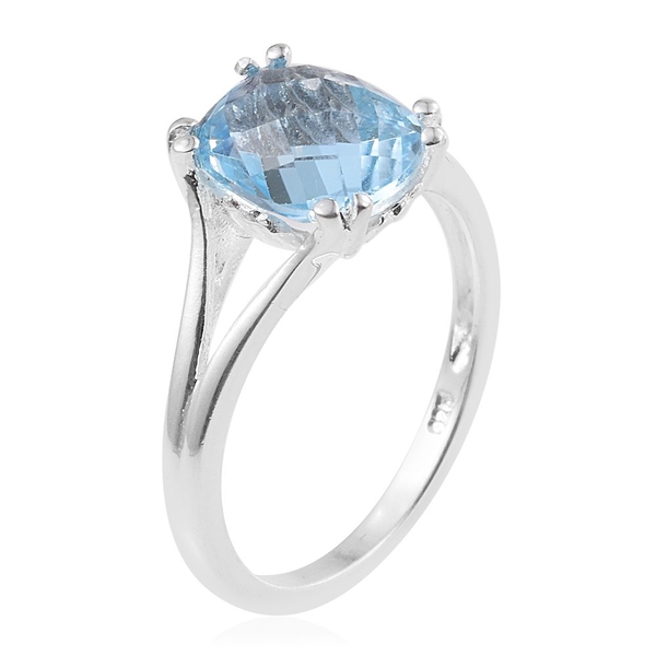 Sky Blue Topaz (Cush) Solitaire Ring in Sterling Silver 2.500 Ct.